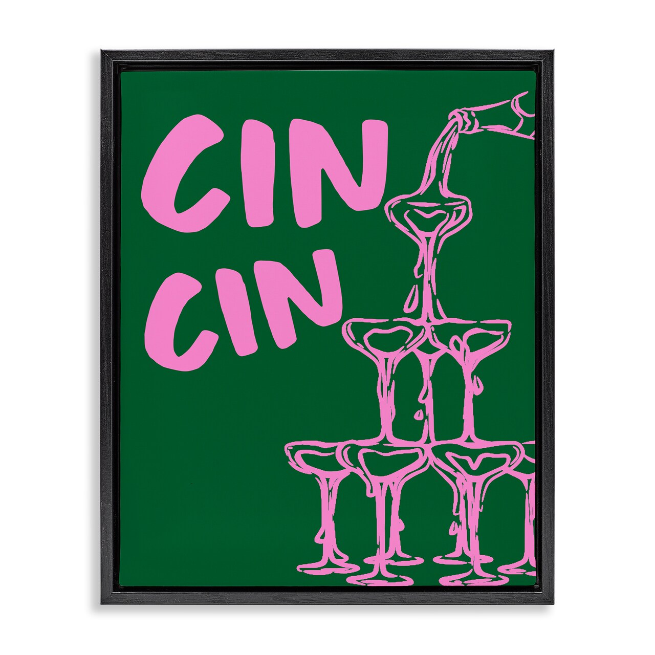 Stupell Industries Green & Pink Cin Cin Floating Frame Design by House of Lulu